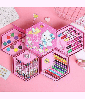 46 Pieces Art Set Color Kit with Color Pencil, Crayons, Water Color, Sketch Pens (Color and Design May Change)