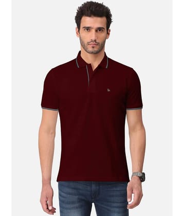 BULLMER Pack of 1 Cotton Blend Regular Fit Solid Half Sleeves Men's Polo T Shirt ( Burgundy )