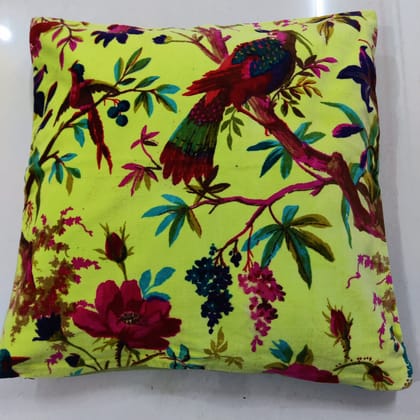 18" Parrot Green Paradise Velvet Cushion Cover-Sale-18 x 18 inches
