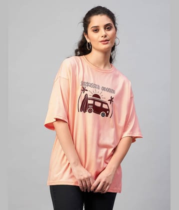 Chimpaaanzee Women Cotton Printed Regular Fit Round Neck T-Shirt ( Orange )