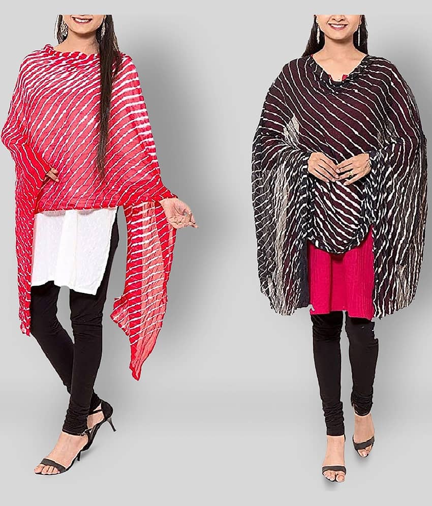 Apratim Multicoloured Chiffon Leheria Dupatta