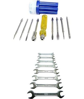 PYE Set of 2 Hand Tool Combo Open Spanner 6x7 to 20x22 set of 8 pcs (1152)/ Screwdriver Kit set of 8 pcs (595)