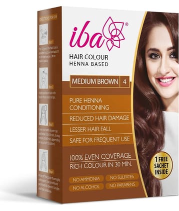 Iba Pure Henna based Powder Sachet Hair Colour, Medium Brown, Naturally Coloured Hair & Long Lasting, 70gm (Pack of 1)