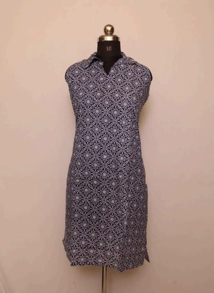 Cotton Collar Kurti With Sleeves