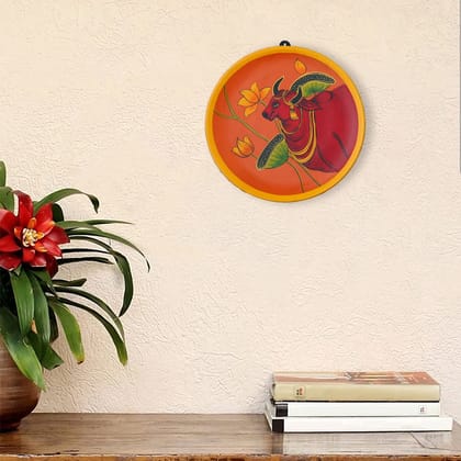 Handpainted Pichwai Cow Design Wall Plate 10 Handpainted Pichwai Cow Design Wall Plate 10