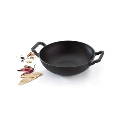 Softel Cast Iron Kadhai | Black 22 cm