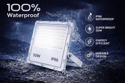 SPARKWORLD 50W LED Flood Light IP66 Waterproof | Cool White Outdoor Security Light | Energy Efficient | Pack of 1 | Colour: 50 WATT