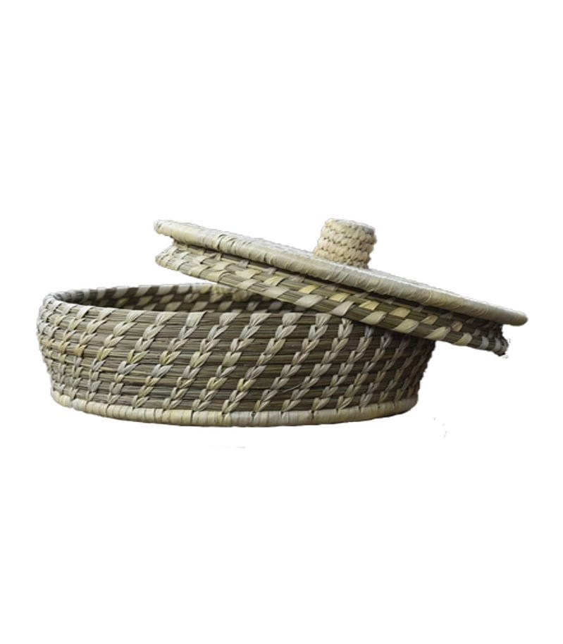Sabai Grass Handcrafted Roti Basket With Lid- Single Piece