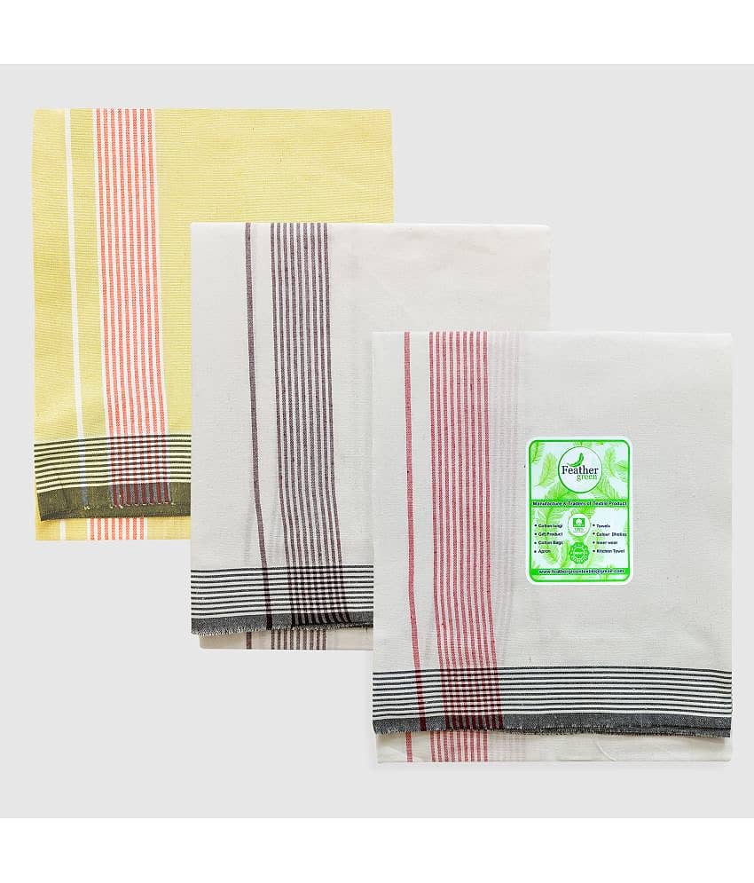 Feather Green - Multicolor Cotton Men's Lungi ( Pack of 3 )