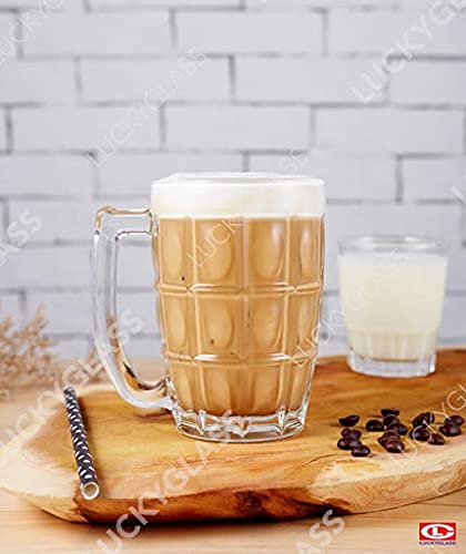 Executive Beer Mug with Handle | Glasses for Beer, Juice | Scratch Resistant & Easy to Clean | Dishwasher Safe Mug | Transparent (400 ml)