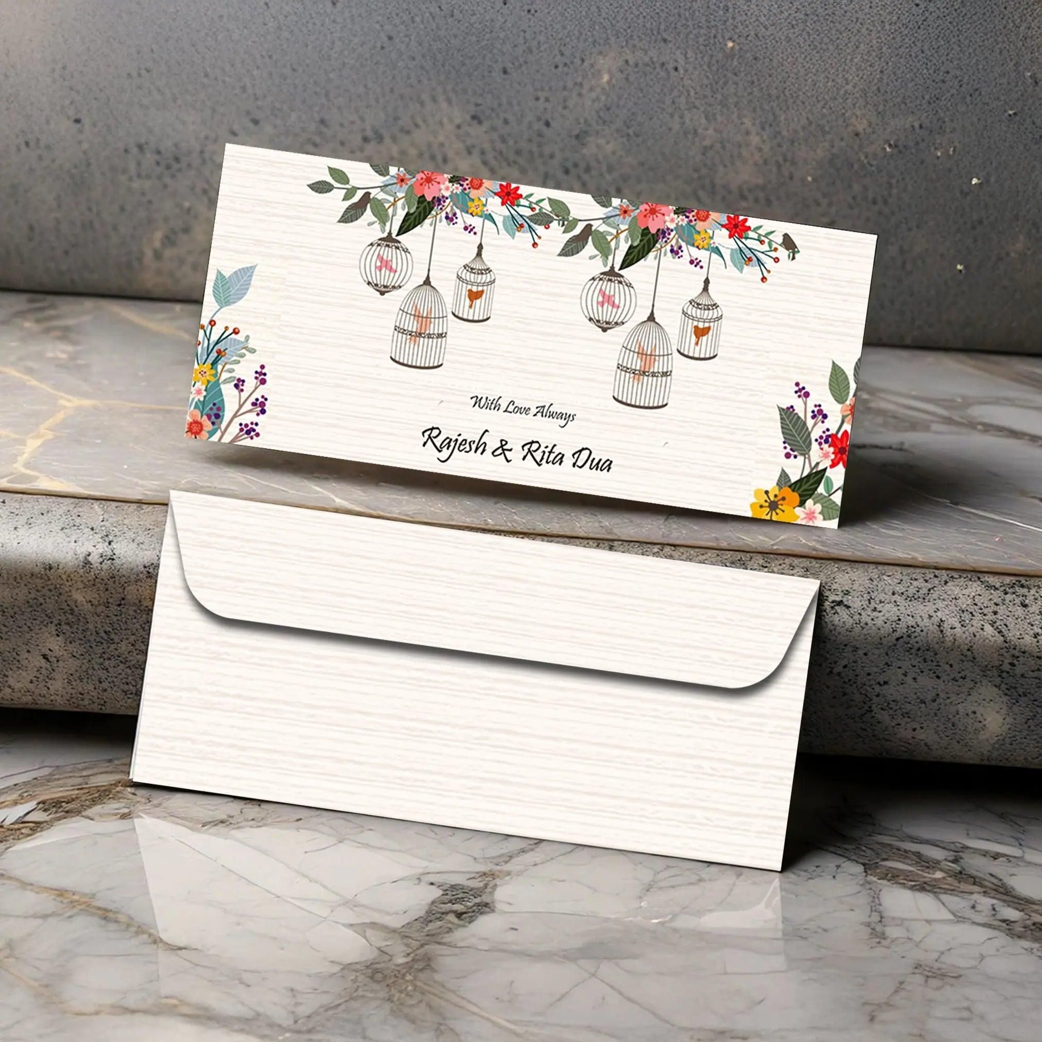 Personalised Money Envelopes - Bird Cages Theme - Set of 20