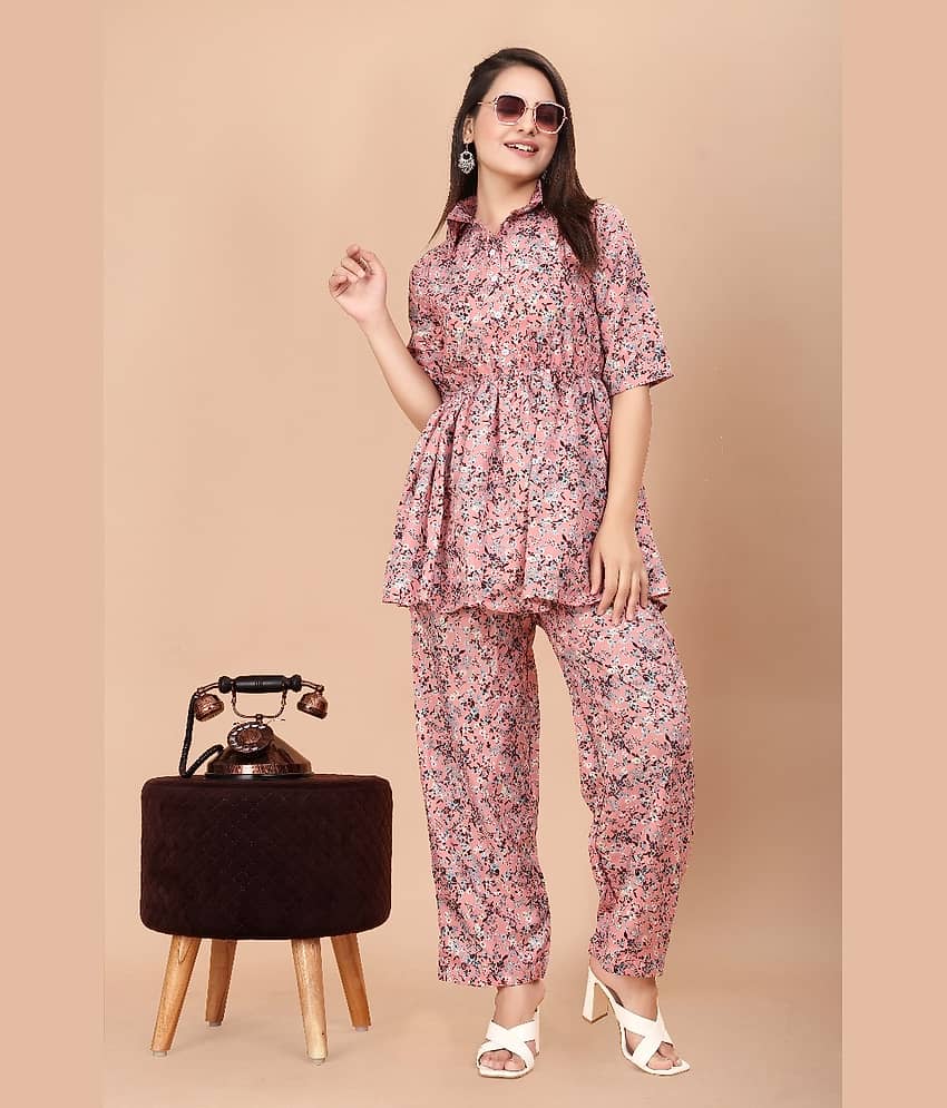 KAHARA Women Printed Top With Palazzos Co-Ord Set ( White )