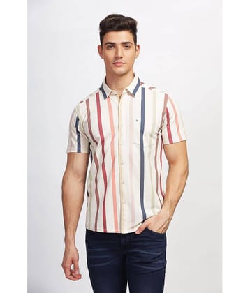 BULLMER Cotton Blend Regular Fit Printed Half Sleeves Men's Casual Shirt - Cream ( Pack of 1 )
