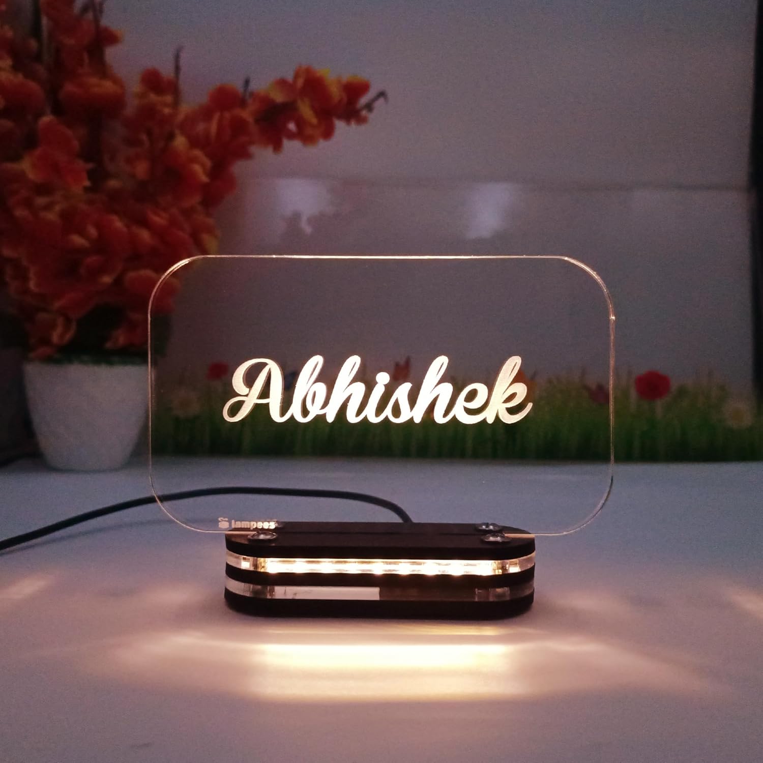 Personalized Name LED Table Lamp Gifts for Men Women Customized Gifts for Christmas Happy New Year Men Women Husband Wife Girlfriend Boyfriend Office Colleagues (Warm White)