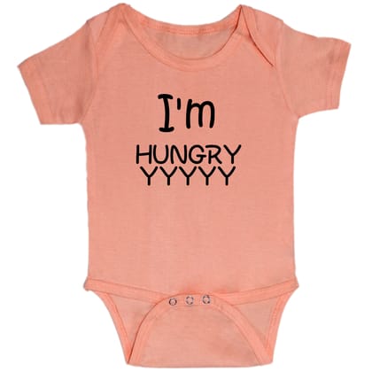 Peach Im Hungry Cotton Romper For 6 To 12 Months