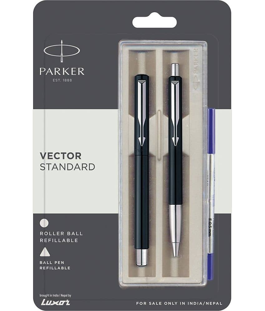 Parker Vector Standard Roller Ball Pen+Ball Pen Black Body Color Pen Gift Set