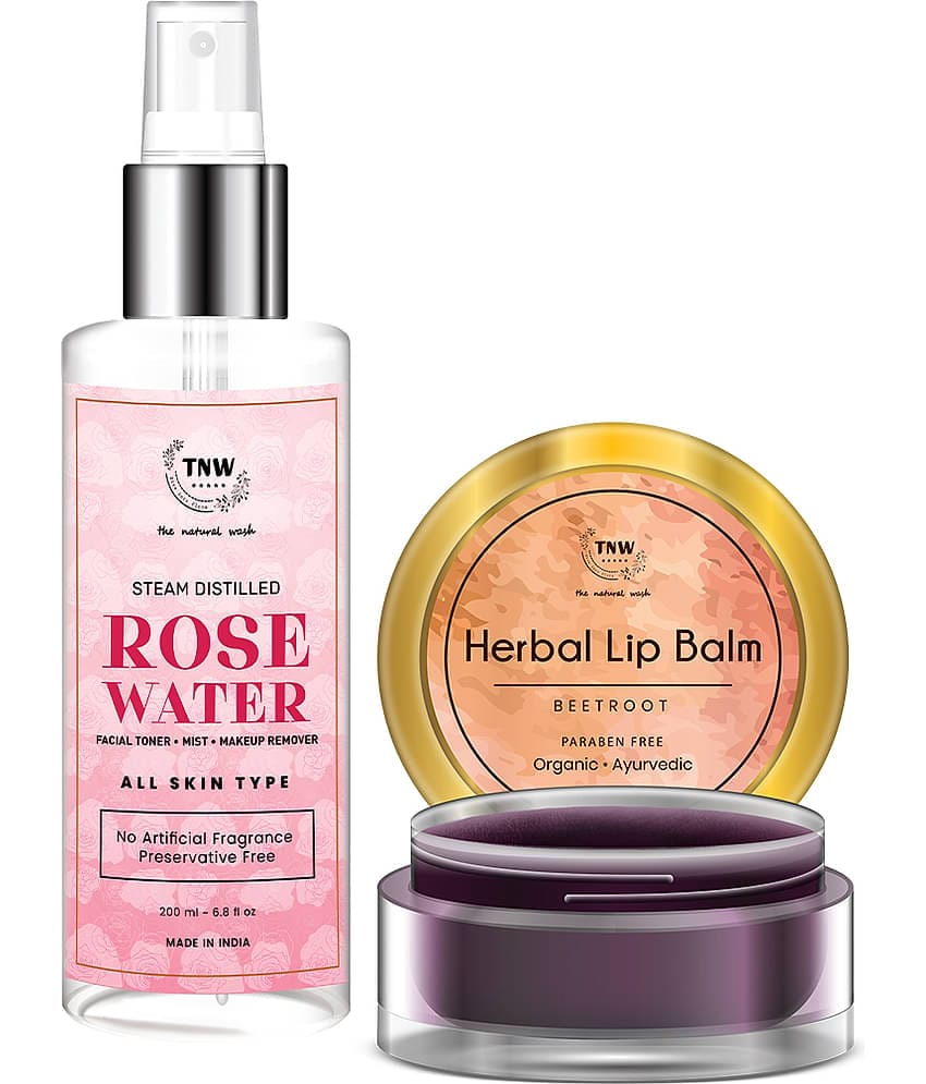 TNW - The Natural Wash Beetroot Lip Balm & Rose Water 200 ml Facial Kit mL Pack of 2
