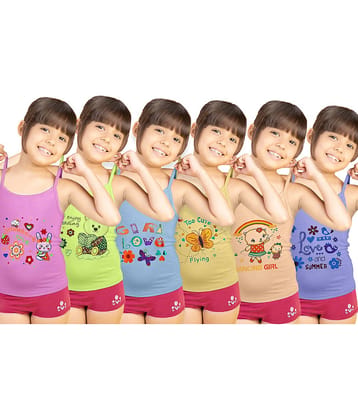Paryag Pack of 6 Baby Girls Cotton Blend Camisoles ( Multicolor )