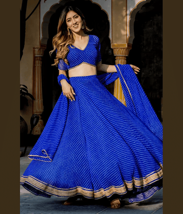 piludi Blue Georgette Unstitched Semi Stitched Lehenga Single
