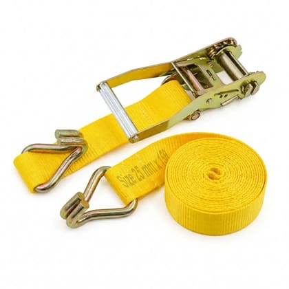 Trion Products Ratchet Strap with J Hook for Motorcycles and ATVs, Heavy Duty Cargo Tie Down, 1500 kg Break Strength, Zinc-Plated Steel, 1 Inch x 15 Feet, Yellow