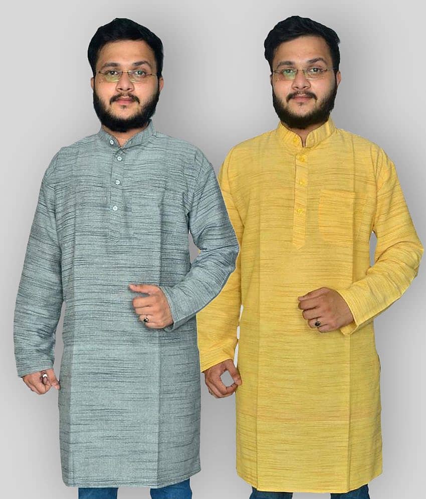 DESHBANDHU DBK - Multicolor Cotton Men's Regular Kurta ( Pack of 2 )