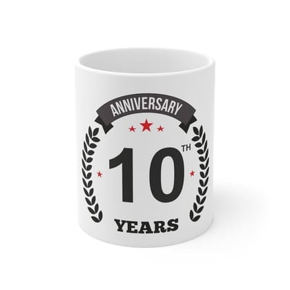 DARSHANS Ceramic 10th Anniversary Printed Coffee Mug (Color: White, Capacity:330ml) DARSHANS Ceramic 10th Anniversary Printed Coffee Mug (Color: White, Capacity:330ml)
