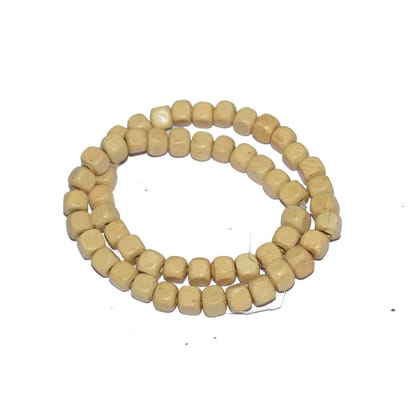 Painted Wooden Beads for Jewelry Making , BWWB-62-Per Packet of Approx 219 Pcs / 9X9 MM / Cream