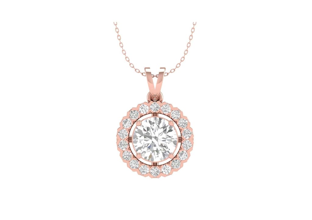 Round Halo Solitaire Necklace