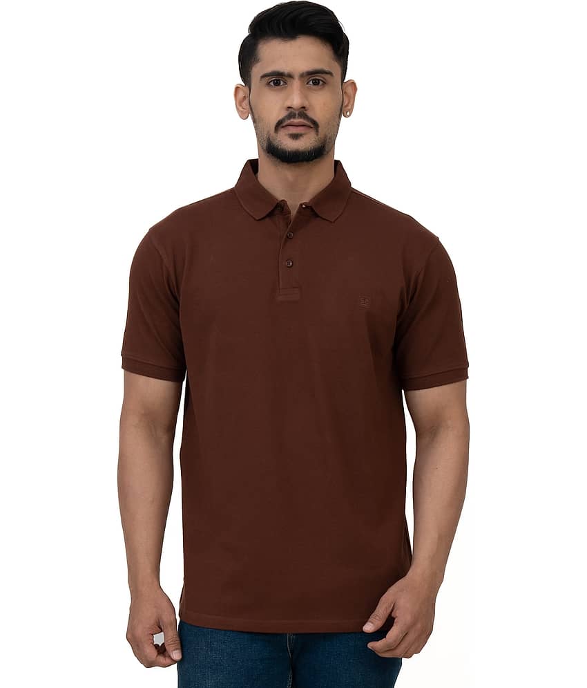 Cotstyle Pack of 1 Cotton Blend Regular Fit Solid Half Sleeves Men's Polo T Shirt ( Brown )