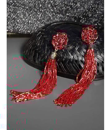 YouBella Jewellery Valentine Collection Celebrity Inspired Tassle Earrings for Girls and Women (Red)