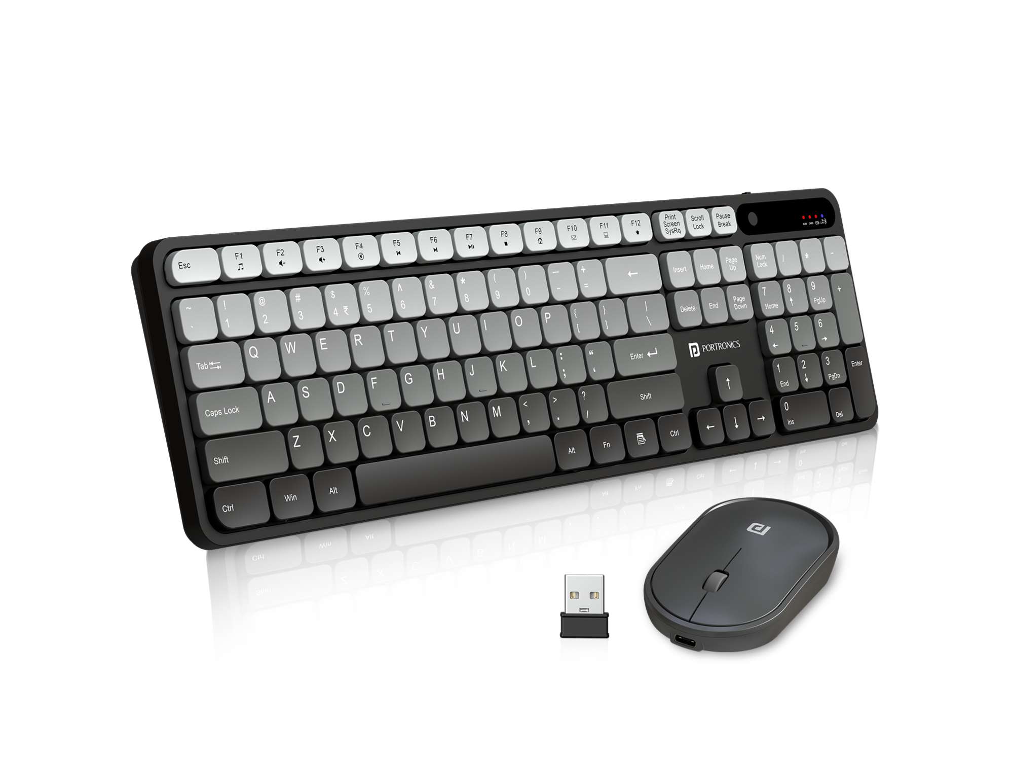 Portronics Key11 Combo - Wireless Keyboard & Mouse - Grey