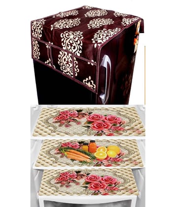 THE LION'S SHARE PVC Floral Fridge Mat & Cover ( 40 30 ) Pack of 4 - Multicolor