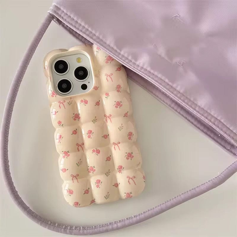 Cute Bubble Bow Pink Floral Summer iPhone Soft Silicone Case-iPhone 13 / iPhone 14