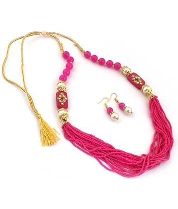 Jewar Mandi - Pink None Necklace Set ( Pack of 1 )