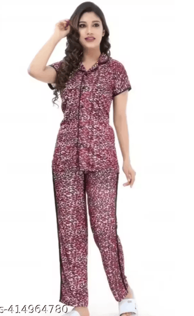 Stylish and Trendy Pink Tiger Print Night Suit