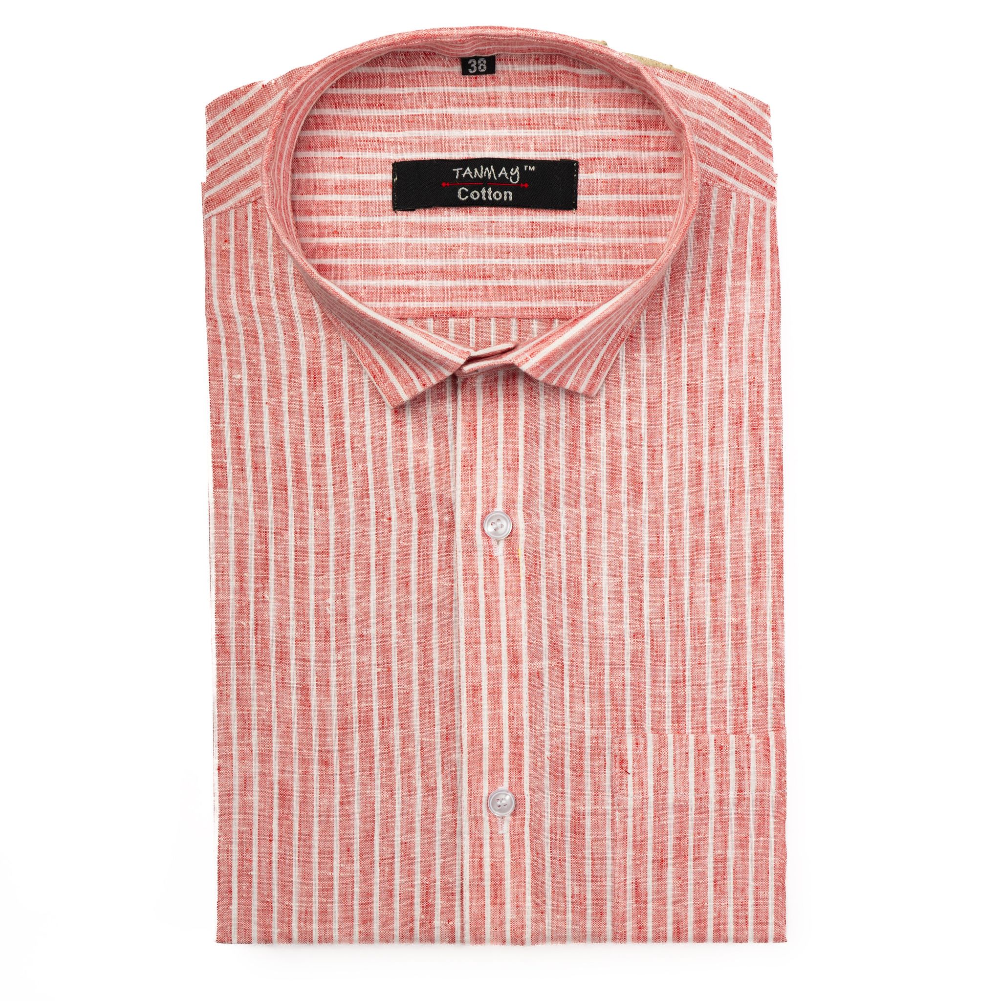 Red Color Cotton Lining Shirts For Men-38/M / Full