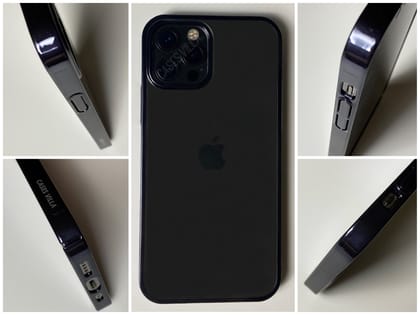 iPhone 13 - Glass Case with Electroplated Chrome Finish Edges Cover-Graphite