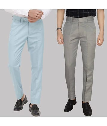 Kundan - Multicolor Cotton Blend Regular - Fit Men's Formal Pants ( Pack of 2 )