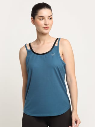 Invincible Women’s Strappy Tank Top-Dark Green / S