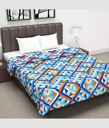 DIVINE CASA Double Polyester Blue Geometrical Dohar