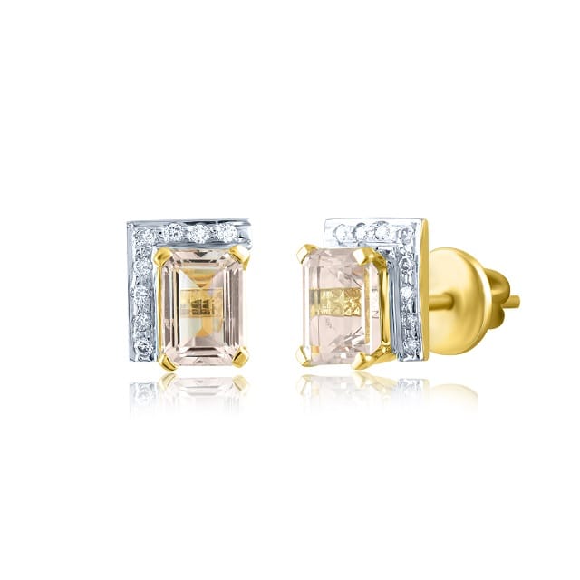 Senco Gold Fuchsian Beauty Diamond Studs (3.75 gram / 0.11 Ct / JK-SI / 18K Yellow Gold)