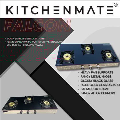 Kitchenmate Falcon Black Stainless Steel Glasstop with Professional Performance