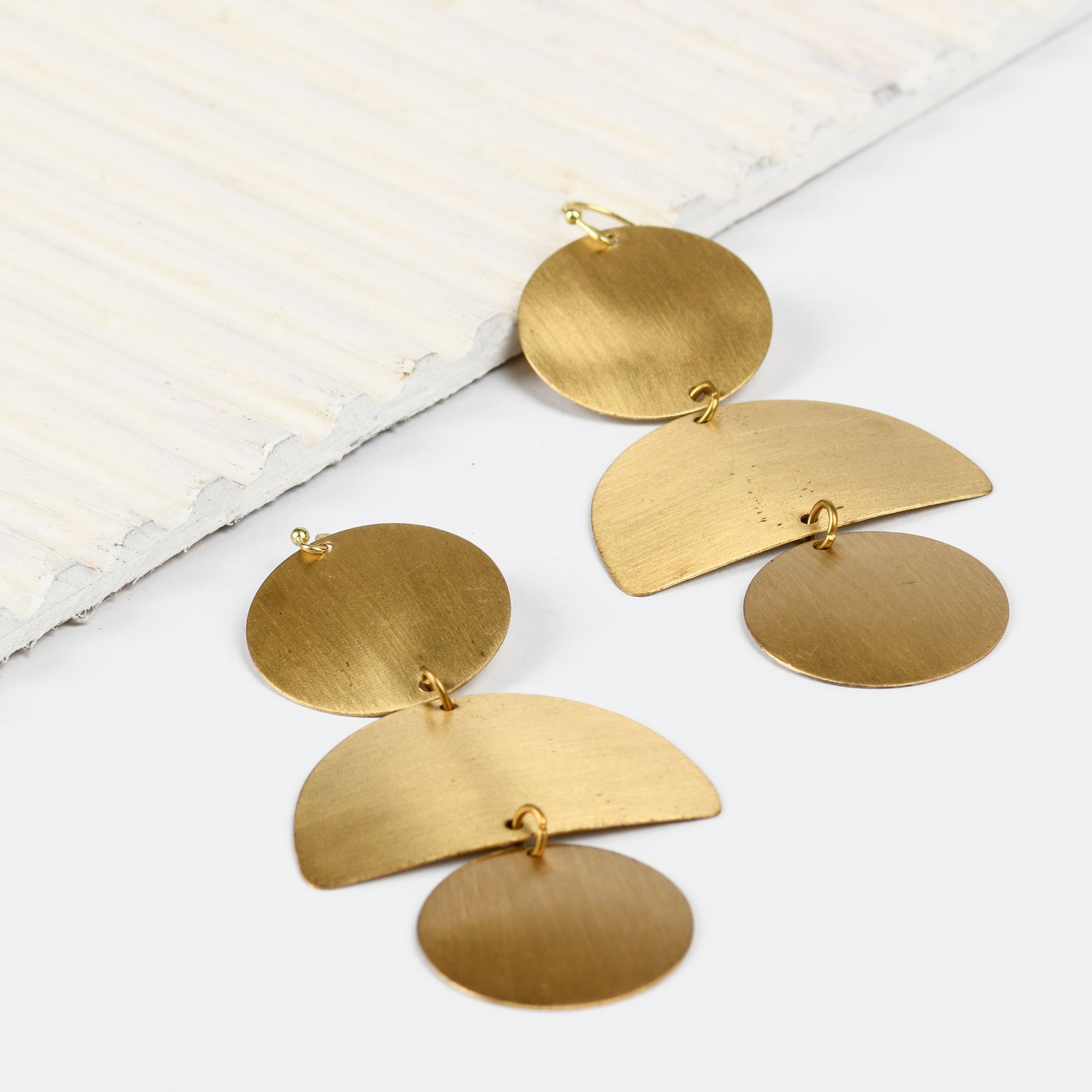3-Step Brass Textured Earring