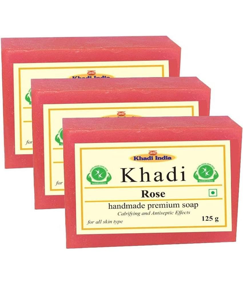 Premium Khadi Rose Soap 375 g Pack of 3