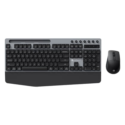 Portronics Key10 Combo 2.4 GHz Wireless, Multi-media Hotkeys, Smartphone Holder, Wrist-rest Comfort