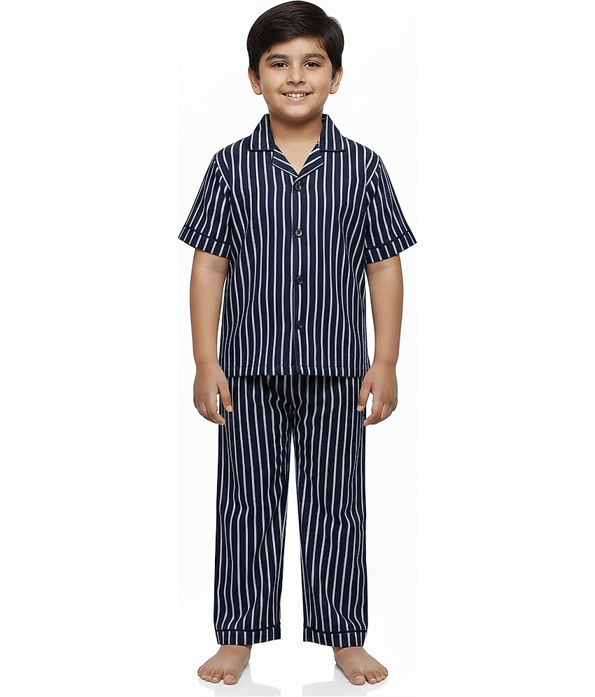 harshvardhanmart.com Pack of 1 Boys 100% Cotton Nightsuit Set ( Black )