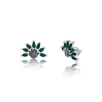 Magical Flower Studs for Mom - Green Onyx
