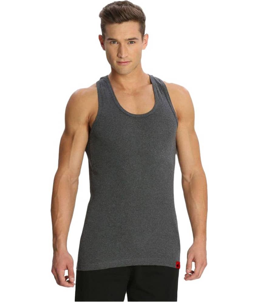 Jockey Charcoal Sleeveless Vests Single