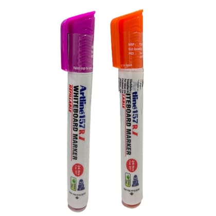 Artline 157RI Whiteboard Marker Pack of 10 (Pink and Orange Colours) | Quick Drying, Dry Wipe Ink, Low Odor