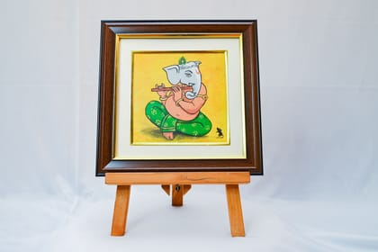 Canvas Ganpati Painting ("10","10") With Frame